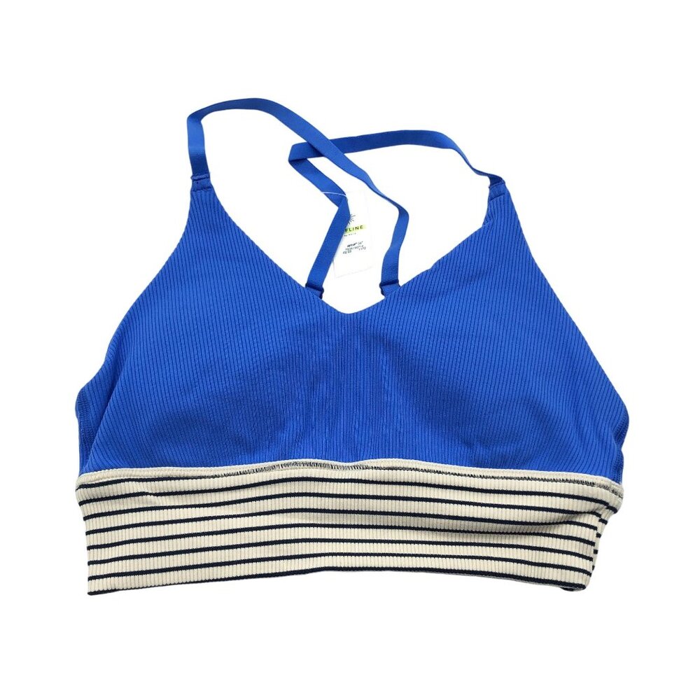 Offline by Aerie Blue & Stripe Ribbed Scoop Sports Bra Stretch Medium Support S